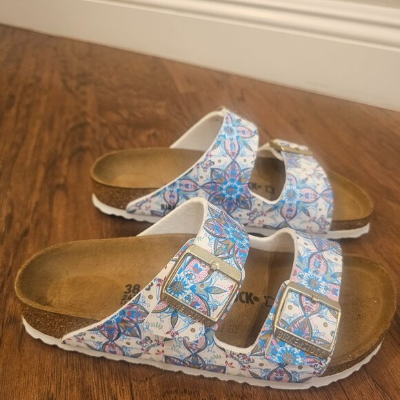 Birkenstock Birko Flor ARIZONA Boho Flowers White BNIB 1015280 ***RARE*** sz 38 - Picture 4 of 8